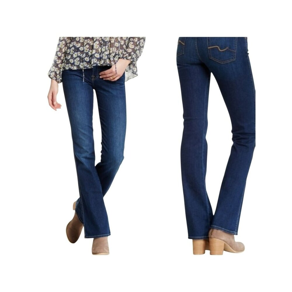 7 For All Mankind Womens 31 Bootcut Jeans Dark Wash Denim Cotton/Spandex Blend